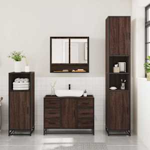 vidaXL Ensemble de meubles de salle de bain 3 pcs Ch&ecirc;ne marron