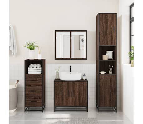 vidaXL Ensemble de meubles de salle de bain 3 pcs Ch&ecirc;ne marron