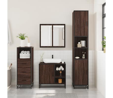 vidaXL Ensemble de meubles de salle de bain 3 pcs Ch&ecirc;ne marron