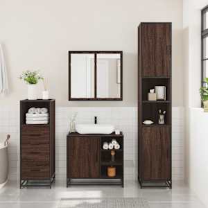 vidaXL Ensemble de meubles de salle de bain 3 pcs Ch&ecirc;ne marron