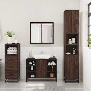 vidaXL Ensemble de meubles de salle de bain 3 pcs Ch&ecirc;ne marron