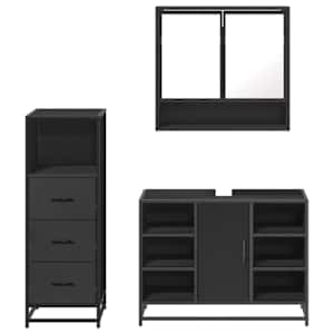 3dílný set koupelnového nábytku černý kompozitní dřevo - obrázek 5