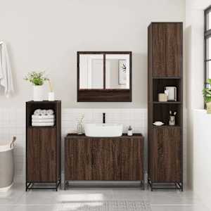 vidaXL 3-osaline vannitoa m&ouml;&ouml;blikomplekt, pruun tamm, tehispuit