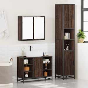 vidaXL 3-dijelni set kupaonskog namje&scaron;taja boja smeđeg hrasta drveni