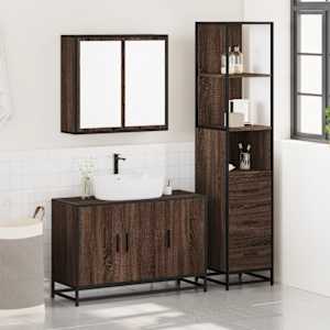 3dílný set koupelnového nábytku hnědý dub kompozitní dřevo - obrázek 3