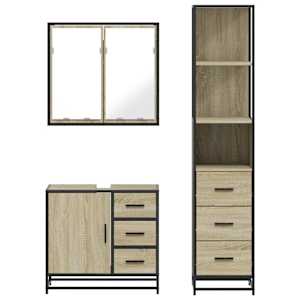 3dílný set koupelnového nábytku dub sonoma kompozitní dřevo - obrázek 5