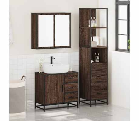 vidaXL Ensemble de meubles de salle de bain 3 pcs Ch&ecirc;ne marron