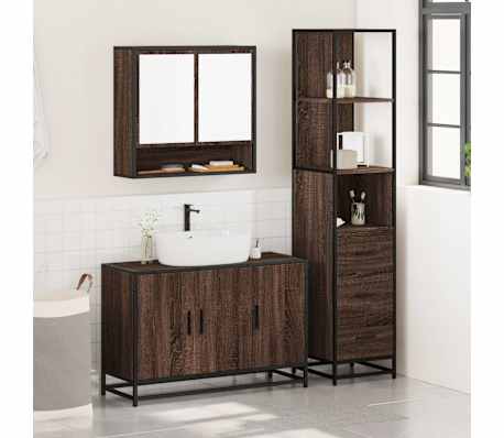 vidaXL Ensemble de meubles de salle de bain 3 pcs Ch&ecirc;ne marron