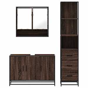 3dílný set koupelnového nábytku hnědý dub kompozitní dřevo - obrázek 5