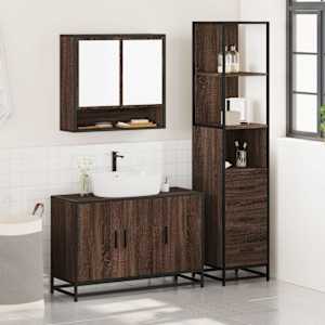 vidaXL Ensemble de meubles de salle de bain 3 pcs Ch&ecirc;ne marron