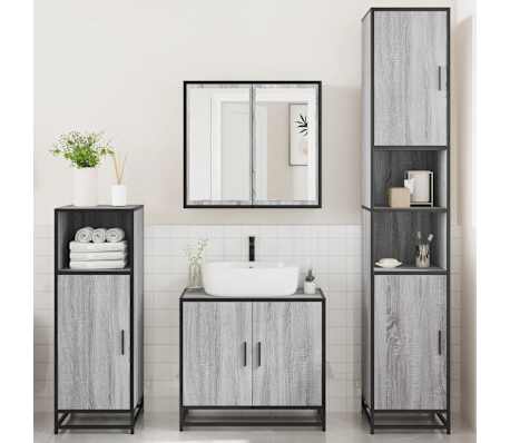 vidaXL 4-daļīgs vannasistabas mēbeļu komplekts, pelēka ozolkoka krāsa