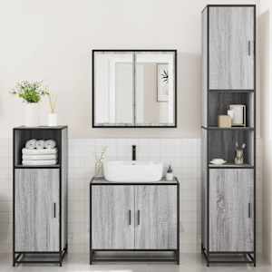 vidaXL 4-daļīgs vannasistabas mēbeļu komplekts, pelēka ozolkoka krāsa