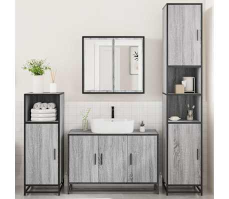 vidaXL 4&nbsp;Piece Bathroom Furniture Set&nbsp;Grey Sonoma Engineered Wood