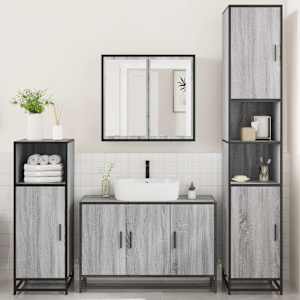 vidaXL 4&nbsp;Piece Bathroom Furniture Set&nbsp;Grey Sonoma Engineered Wood