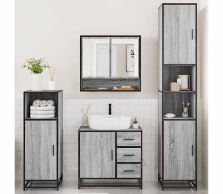 vidaXL 4&nbsp;Piece Bathroom Furniture Set&nbsp;Grey Sonoma Engineered Wood