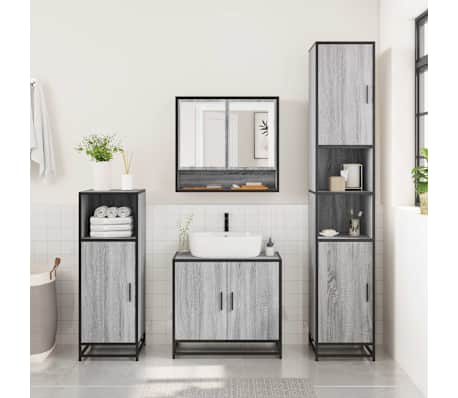 vidaXL 4&nbsp;Piece Bathroom Furniture Set&nbsp;Grey Sonoma Engineered Wood