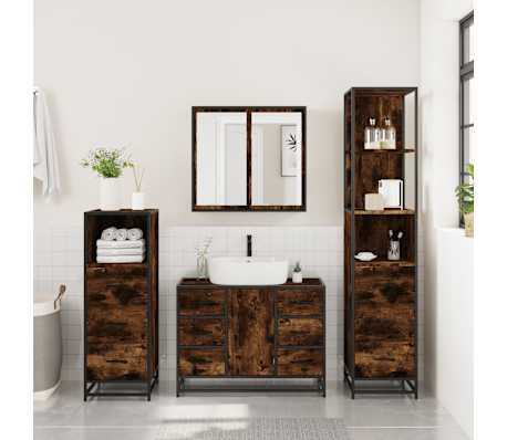 vidaXL 4&nbsp;Piece Bathroom Furniture Set&nbsp;Smoked Oak Engineered Wood
