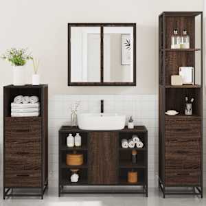 4dílný set koupelnového nábytku hnědý dub kompozitní dřevo - obrázek 4