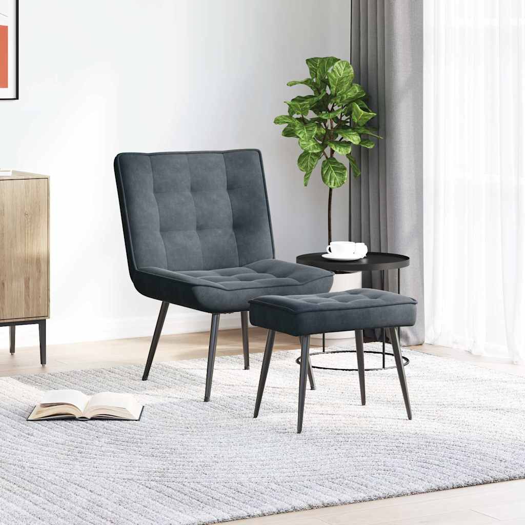 vidaXL Relaxačné kreslo s podnožkou tmavosivé zamat