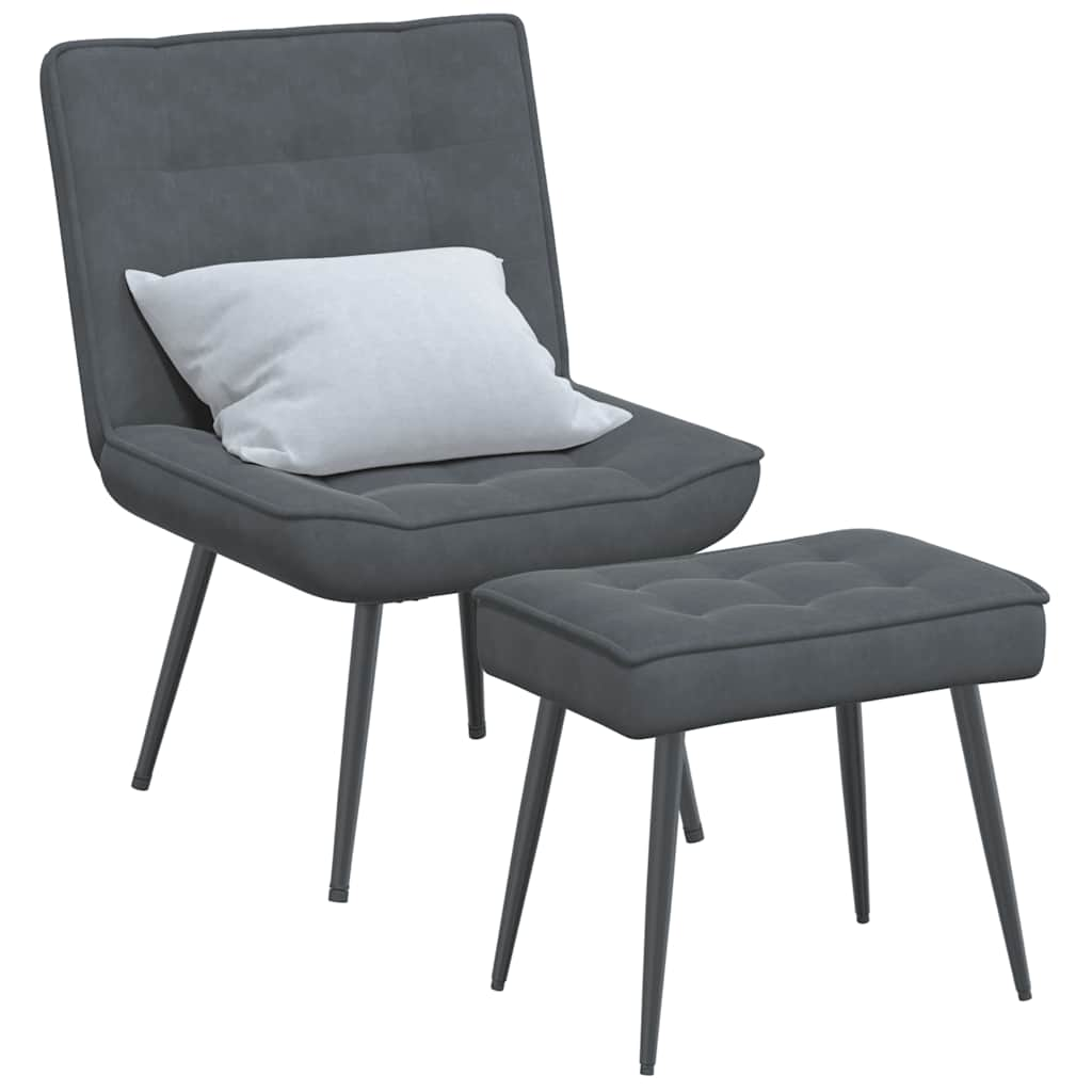 vidaXL Relaxsessel mit Hocker Dunkelgrau Samt