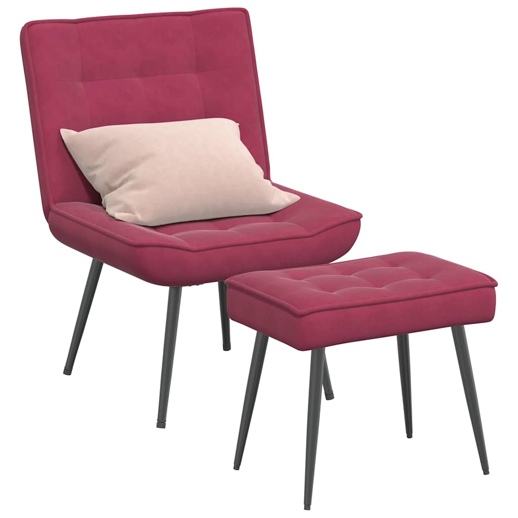 vidaXL Relaxsessel mit Hocker Weinrot Samt