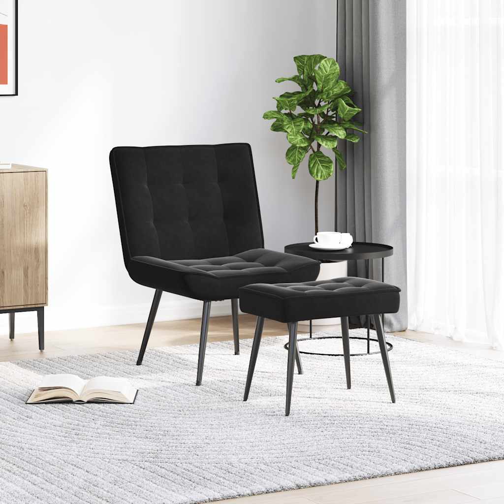vidaXL Relaxačné kreslo s podnožkou čierne zamat