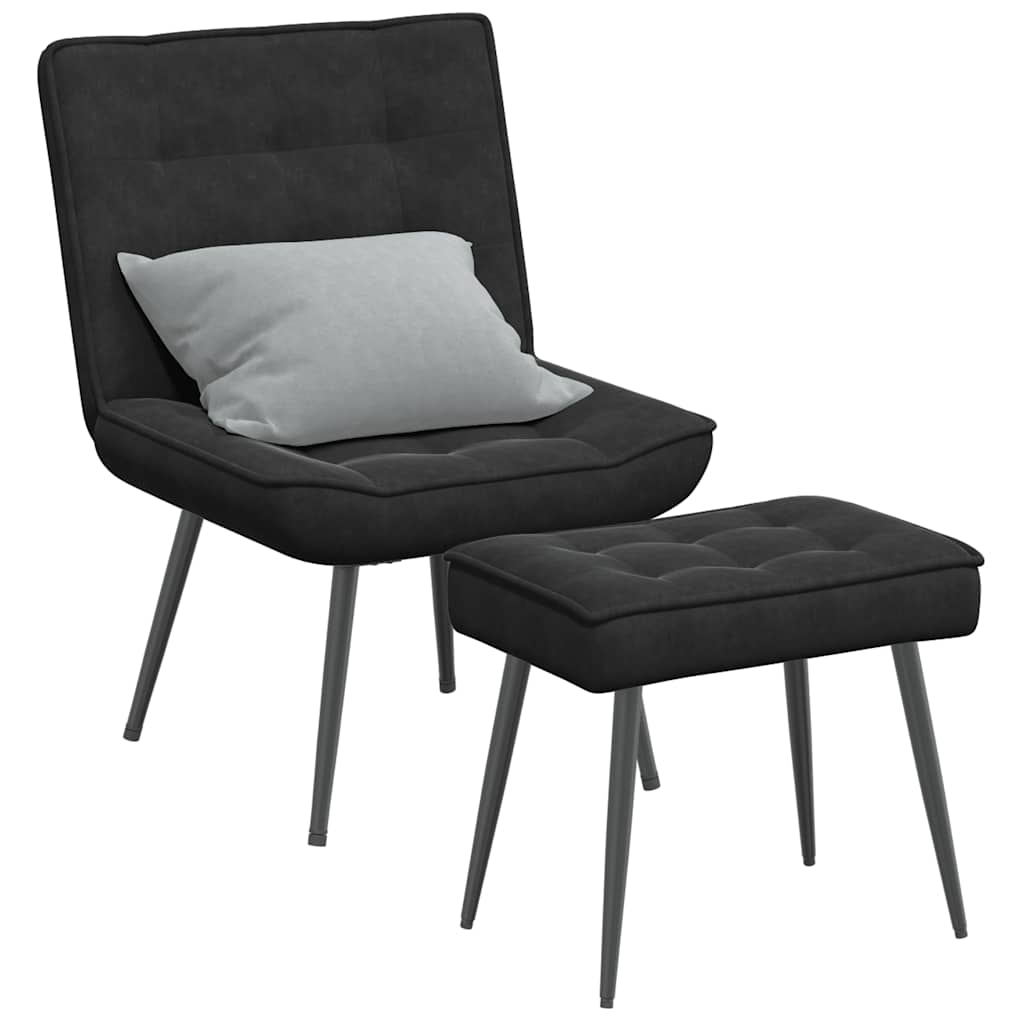 Relaxsessel mit Hocker Schwarz Samt