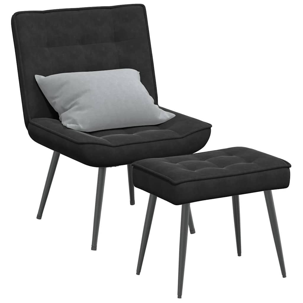 vidaXL Scaun de relaxare cu taburet, negru, catifea