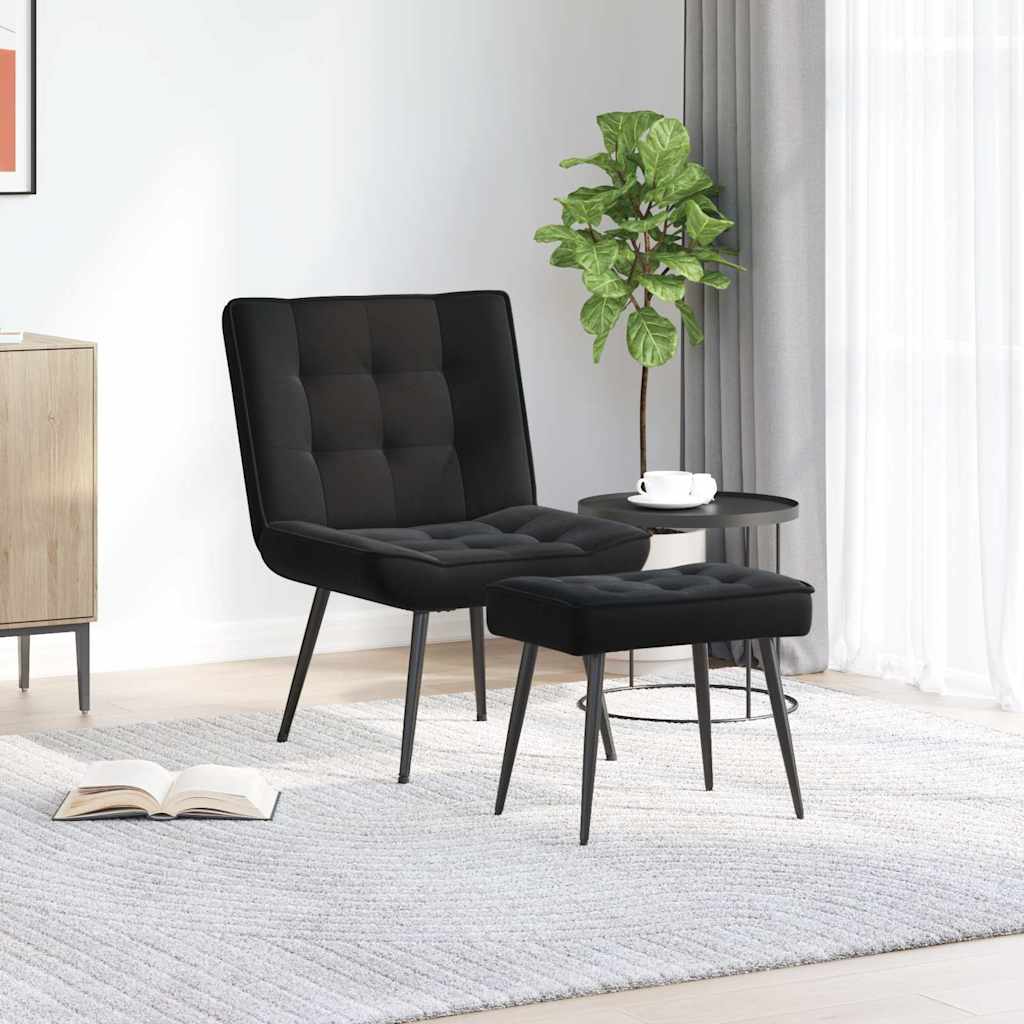 vidaXL Relaxsessel mit Hocker Schwarz Samt