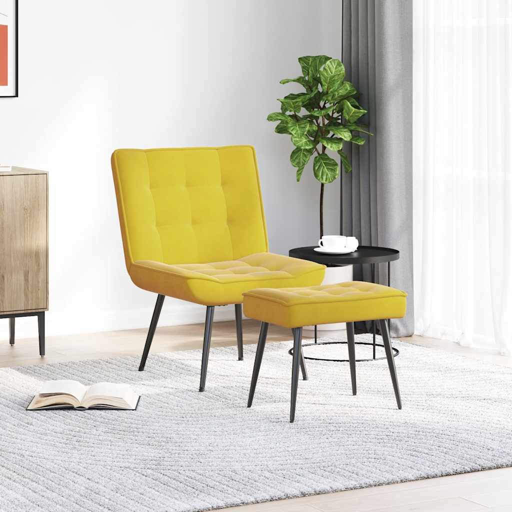 vidaXL Relaxačné kreslo so stoličkou Yellow Velvet