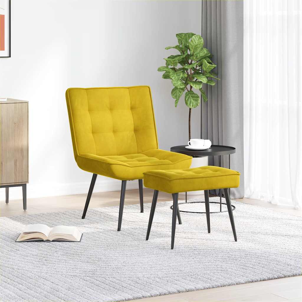 vidaXL Relaxsessel mit Hocker Gelb Samt