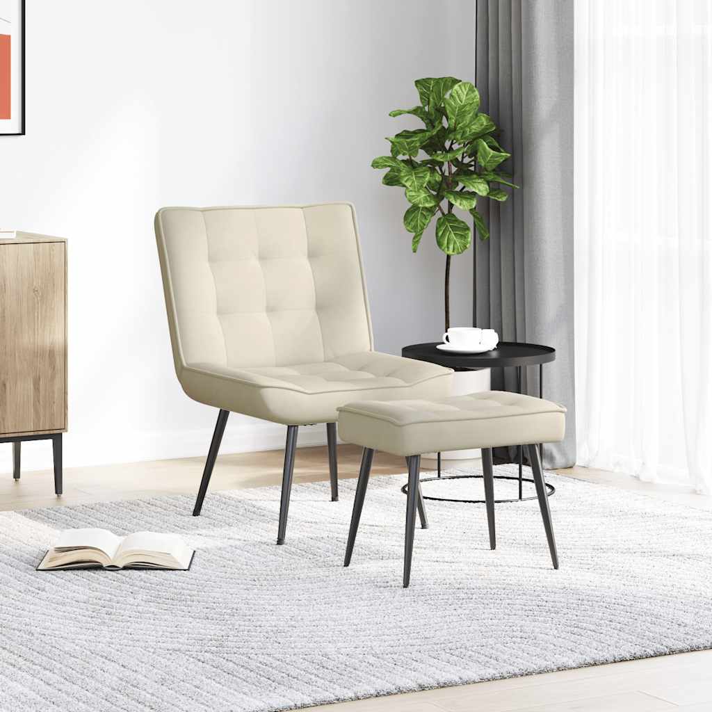 vidaXL Relaxačné kreslo so stoličkou Cream Velvet