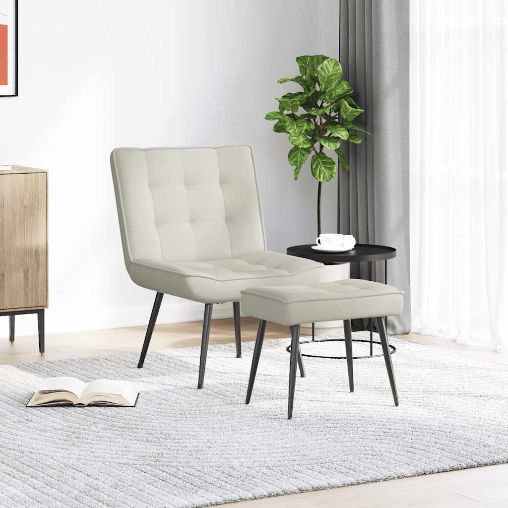 vidaXL Relaxsessel mit Hocker Creme Samt