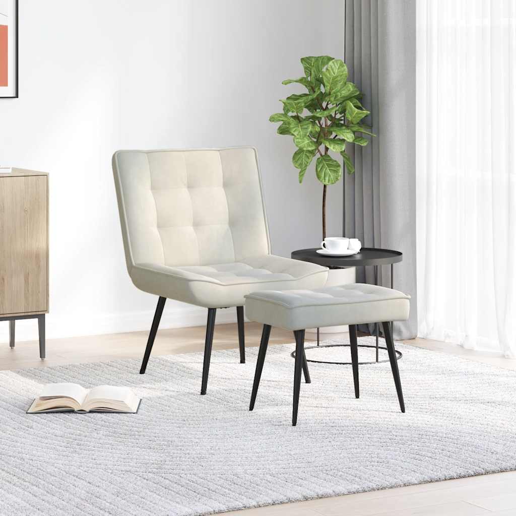 vidaXL Scaun de relaxare cu scaun catifea crem