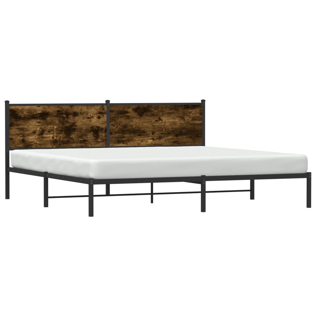 vidaXL Bedframe zonder matras metaal gerookt eikenkleurig 200x200 cm afbeelding