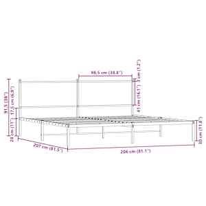 Kovový rám postele bez matrace kouřový dub 200 x 200 cm - obrázek 10