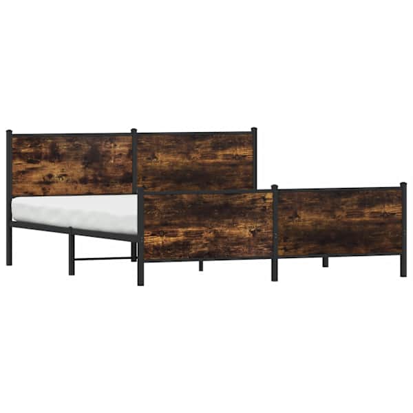 vidaXL metallist voodiraam ilma madratsita suitsutatud tamm 180x200 cm