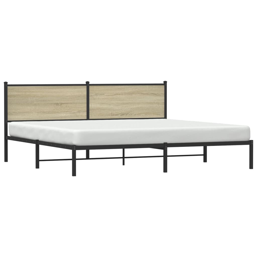 vidaXL Bedframe zonder matras metaal sonoma eikenkleur 200x200 cm afbeelding