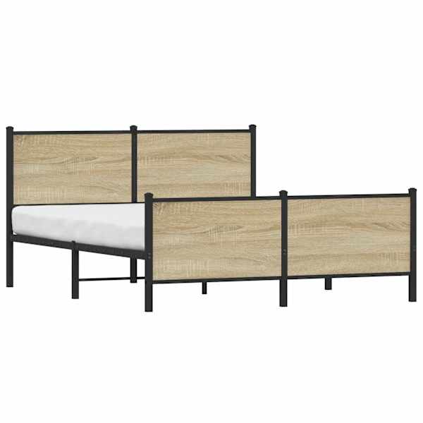 vidaXL metallist voodiraam ilma madratsita Sonoma tamm 140x190 cm