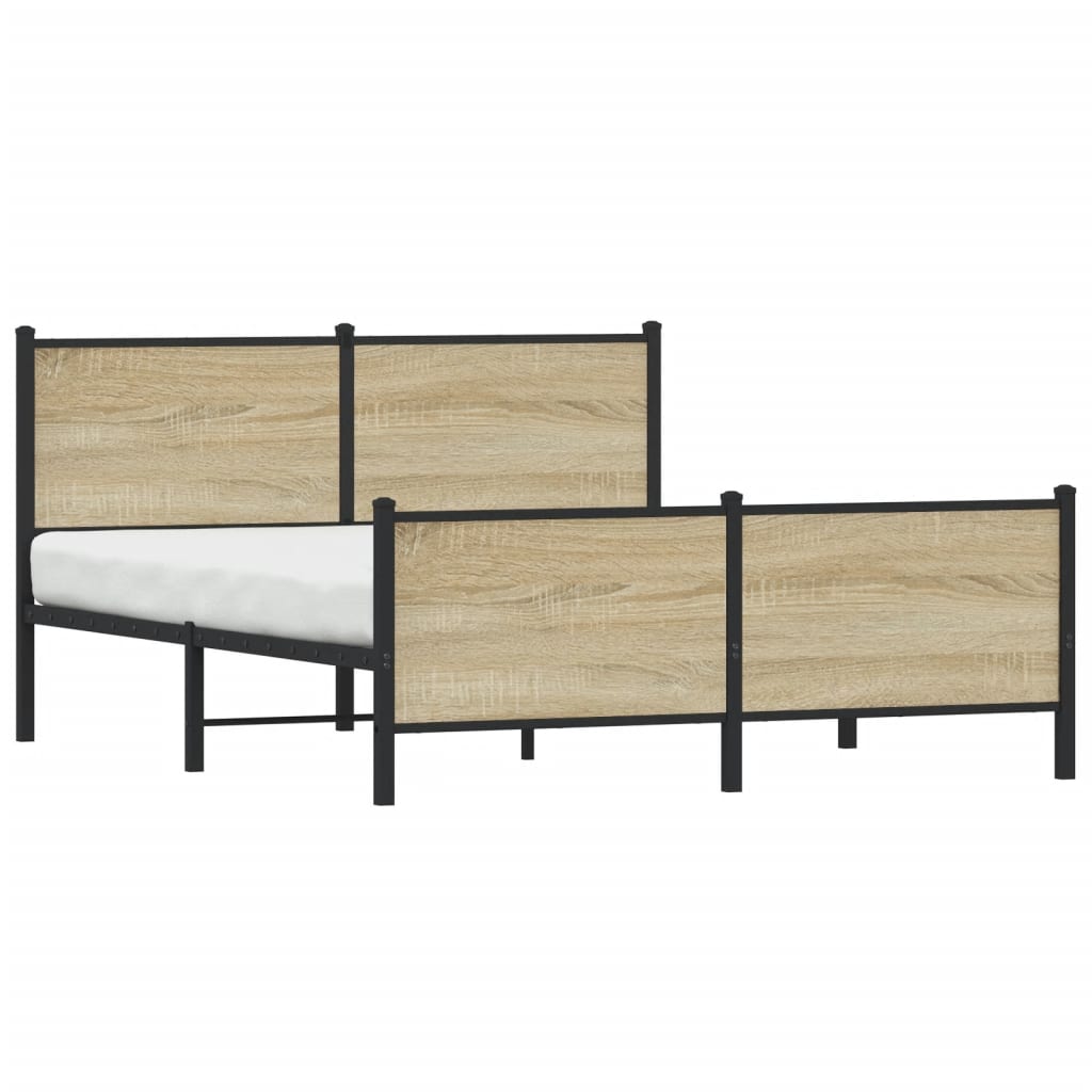 vidaXL Bedframe zonder matras metaal sonoma eikenkleurig 150x200 cm afbeelding