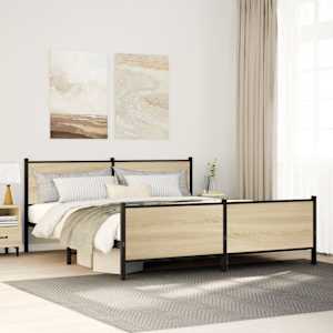 Kovový rám postele bez matrace dub sonoma 183 x 213 cm - obrázek 1