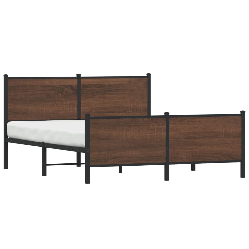 Thumbnail - vidaXL Metallbett ohne Matratze Braun Eichen-Optik 140x200 cm