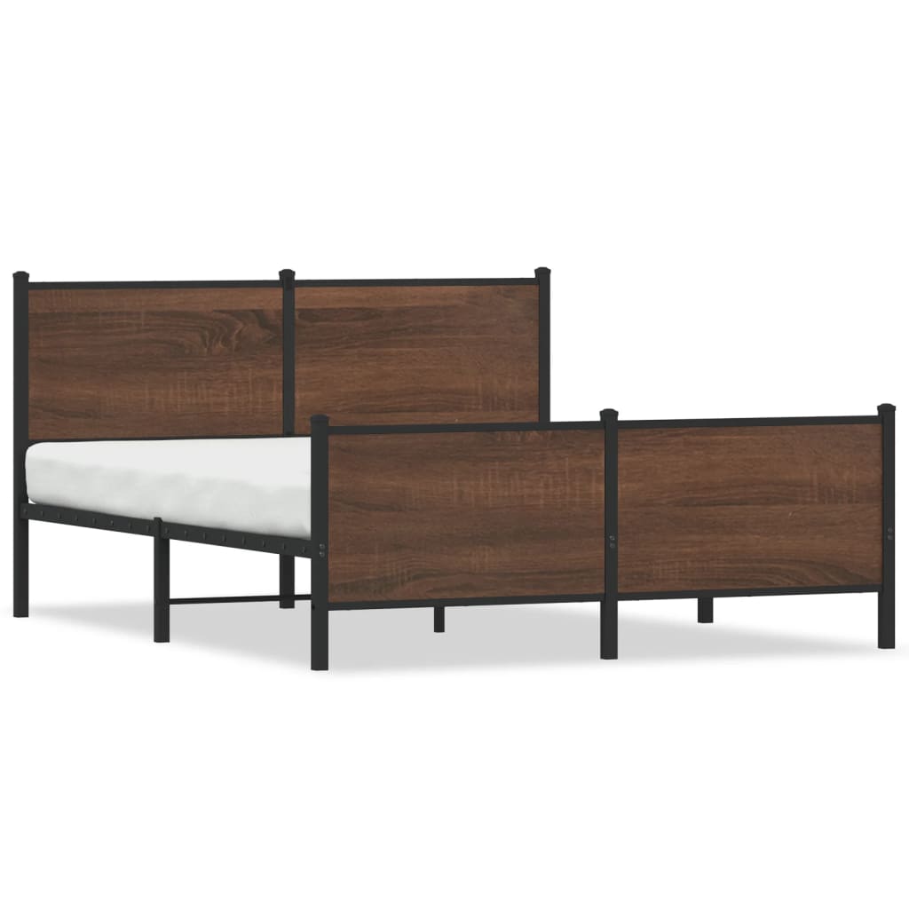 Thumbnail - vidaXL Metallbett ohne Matratze Braun Eichen-Optik 150x200 cm