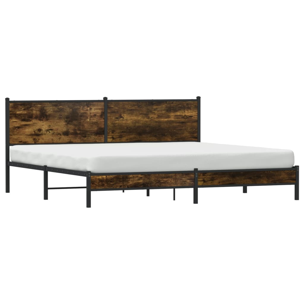 vidaXL Bedframe zonder matras metaal gerookt eikenkleurig 200x200 cm afbeelding