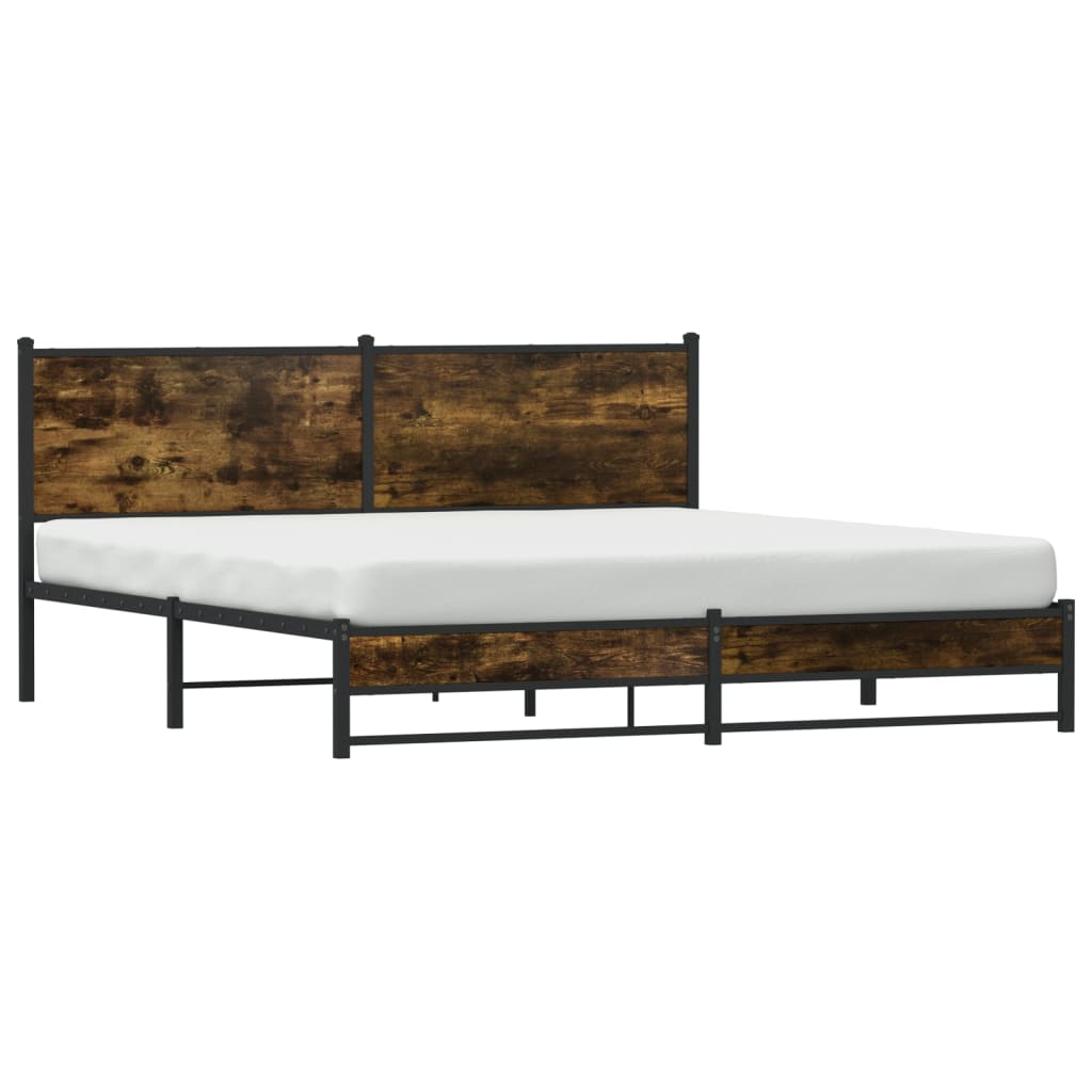 vidaXL Bedframe zonder matras metaal gerookt eikenkleurig 180x200 cm afbeelding