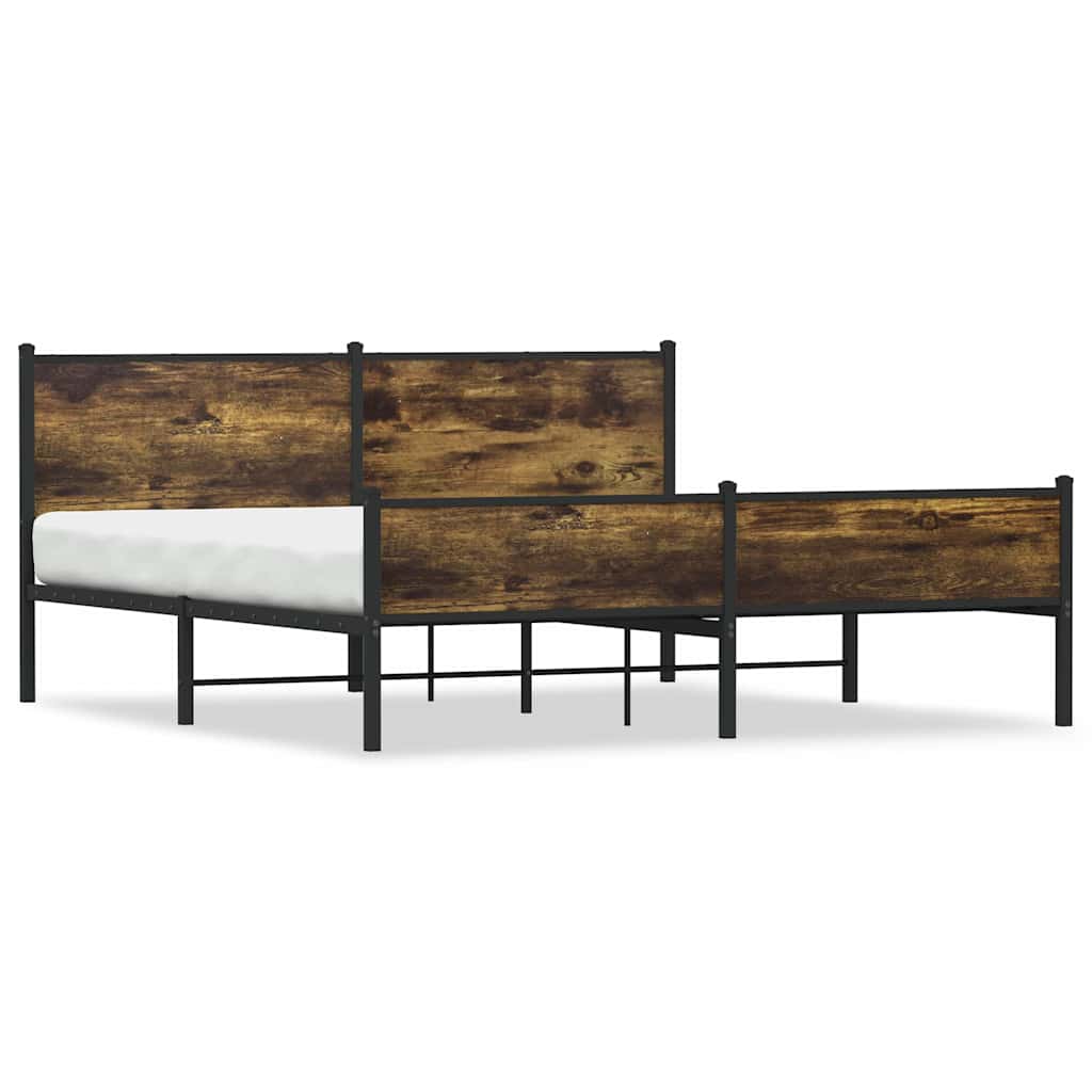 VidaXL Bedframe Zonder Matras Metaal Gerookt Eikenkleurig 160x200 Cm