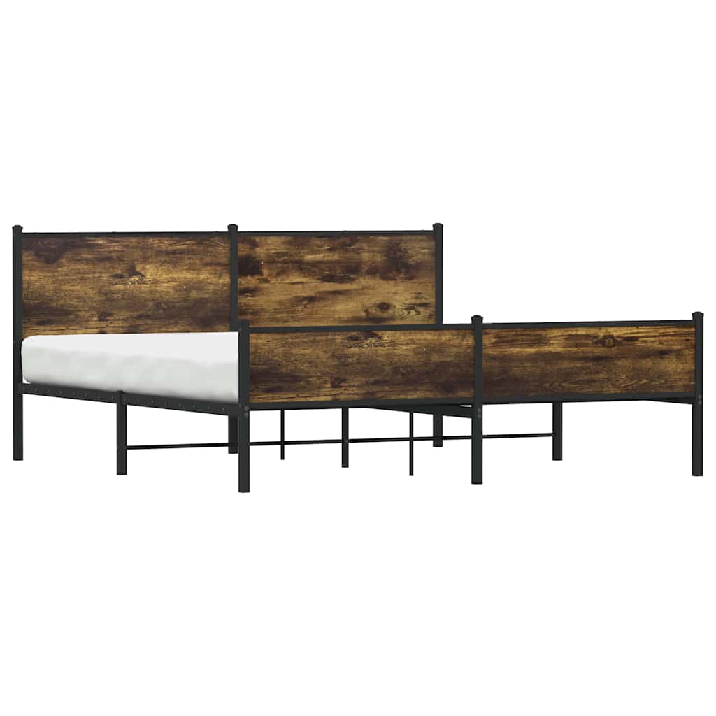 vidaXL Cadru pat metalic fără saltea, stejar fumuriu, 180x200 cm