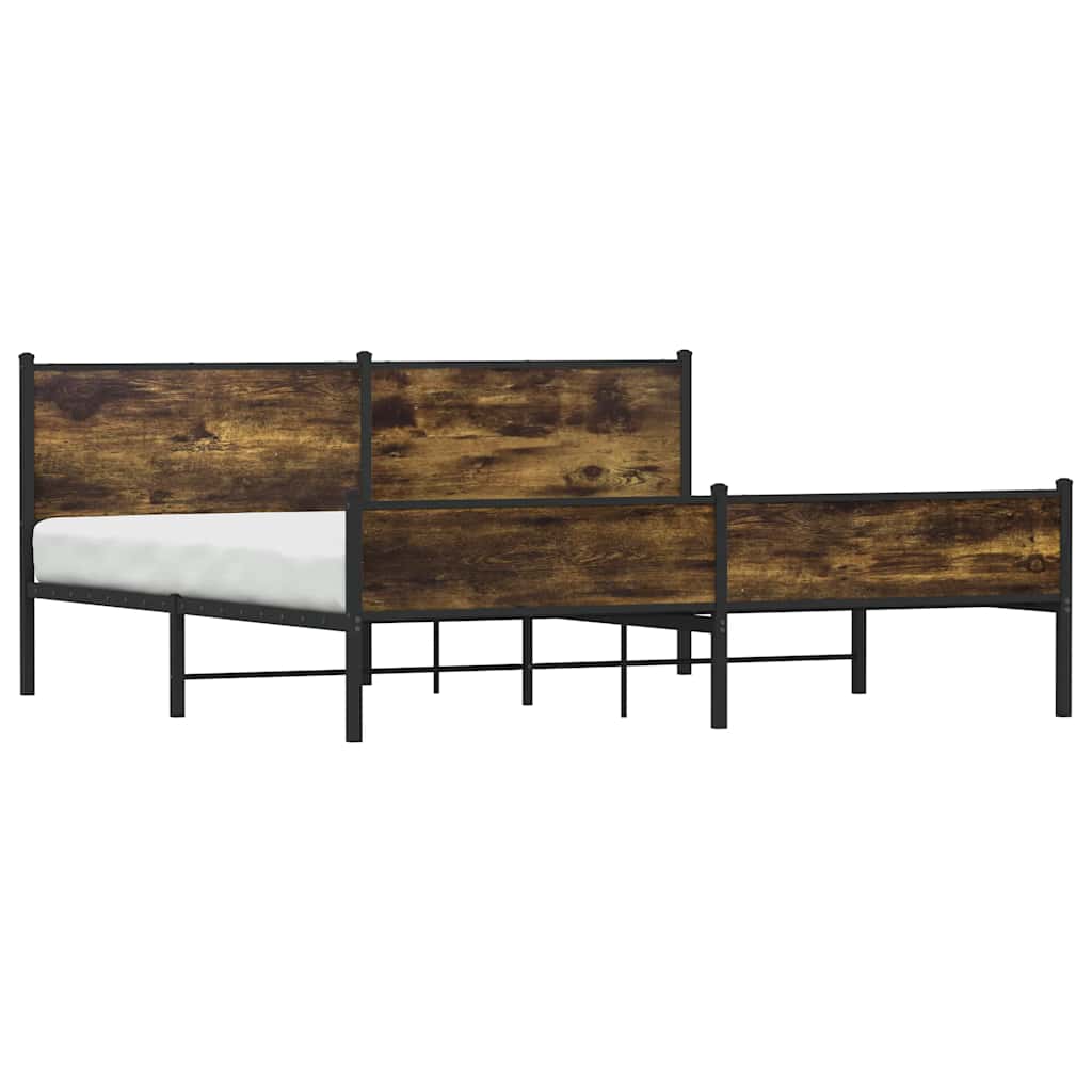 vidaXL Bedframe zonder matras metaal gerookt eikenkleurig 193x203 cm afbeelding