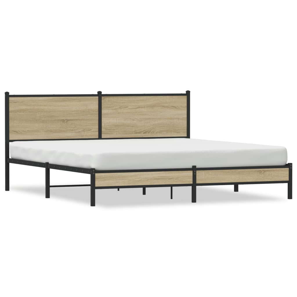 Thumbnail - vidaXL Metallbett ohne Matratze Sonoma-Eiche 183x213 cm