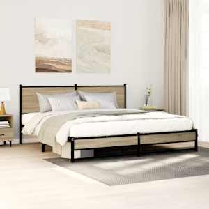 Kovový rám postele bez matrace dub sonoma 183 x 213 cm - obrázek 1